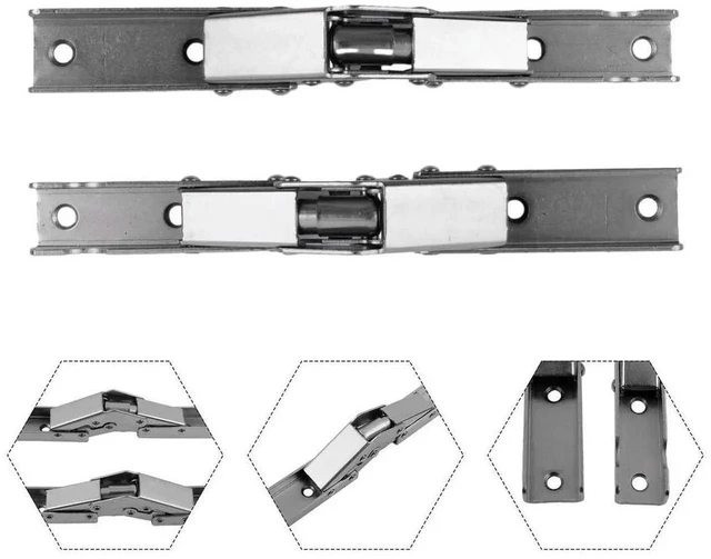 Alt view image 2 of 3 - AJMRTC SelfLocking Spring Folding Hinges, Silver Metal Furniture Cabinet Door Hinge Brackets with Mounting Screws, HeavyDuty SelfLock Foldable Hinges for Home Furniture Cabinet Hardware Replacement