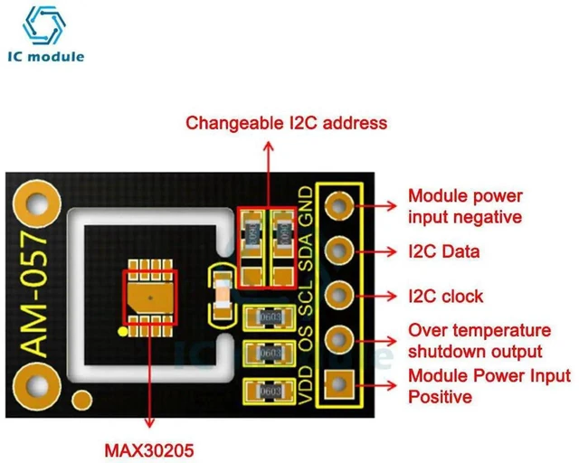 Alt view image 2 of 3 - AJMRTC MAX30205 Human Body Temperature Sensor Module, HighAccuracy LowVoltage Skin Temp Detector, Digital Wristband Wearable Temperature Monitoring Sensor for Electronic DIY Project Development