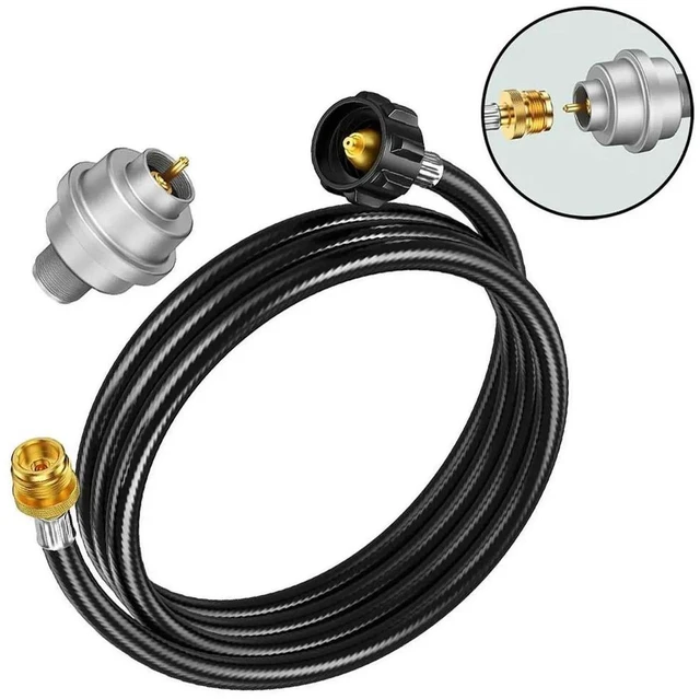 Alt view image 2 of 6 - AJMRTC 6FT Propane Adapter Hose with Detachable Fuel Filter, Replacement Gas Line Compatible with Buddy Heaters, Grills and Stoves for Outdoor Propane Equipment Connection