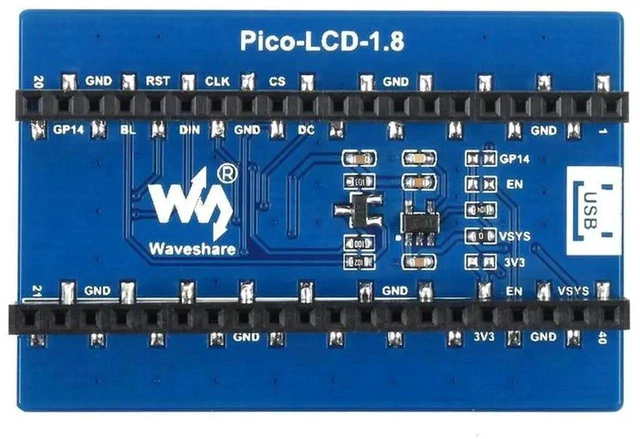 Alt view image 2 of 3 - AJMRTC 1.8 Inch LCD Display Module for Raspberry Pi Pico, 65K Colors 160×128 Resolution SPI Interface Screen, Compact TFT LCD Panel for DIY Electronics Project Microcontroller Display