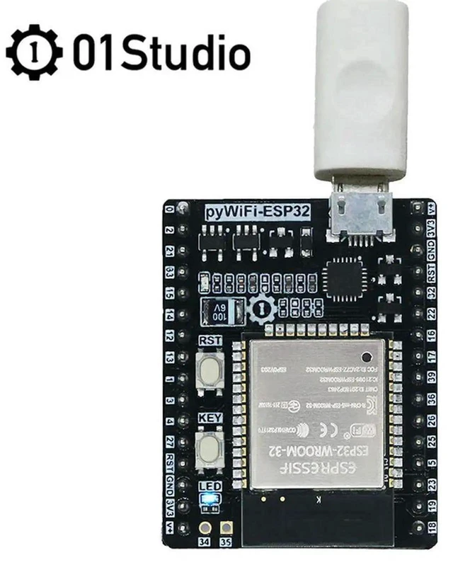 Alt view image 2 of 3 - AJMRTC 01Studio pyESP32 MicroPython Development Board, Wireless WiFi BLE IoT Embedded Demo pyBoard, Programmable Microcontroller Board for Maker Education & Embedded Programming Projects