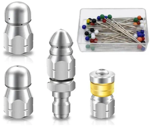 Alt view image 3 of 3 - AJMRTC Rotating Sewer Jetter Nozzle, Silver Stainless Steel HighPressure Rotational Spray Tip, HeavyDuty Stainless Construction Drain Cleaning Nozzle for Sewer Pipe Jetting Equipment