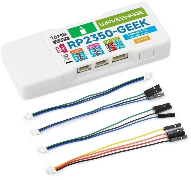 Main image of AJMRTC RP2350GE Development Board, RP2350 Microcontroller Based Mainboard, 1.14Inch 65K Color LCD Display Module, Compact Dev Kit Enclosed with Protective White Plastic Case for Embedded Programming
