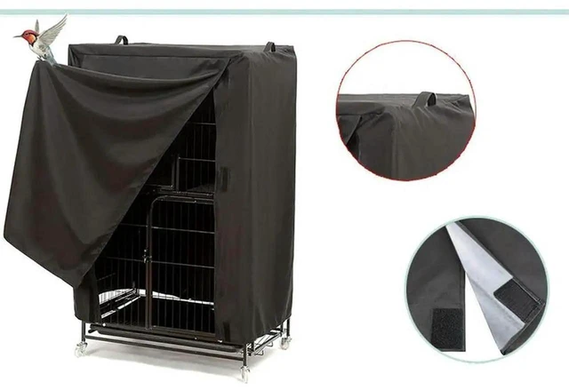 Alt view image 2 of 3 - AJMRTC Bird Cage Cover, 210D Oxford Cloth Waterproof Lightproof Dustproof Protective Cover, 104×69×122cm Universal Birdcage Shield for Indoor Outdoor Parrot Bird Cage Daily Protection