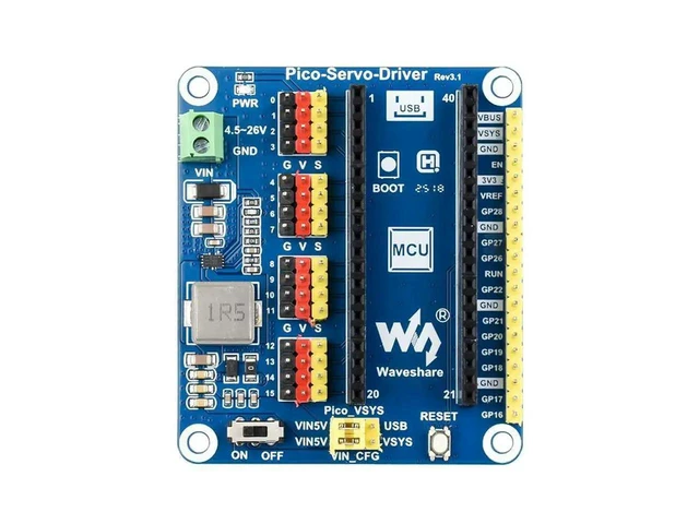 Alt view image 2 of 3 - AJMRTC 16Channel Servo Driver Module, 16bit Resolution PWM Servo Controller Board for Raspberry Pi Pico, for Robot Arm DIY Mechanical Project Embedded Development