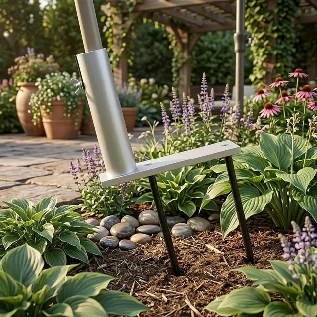 Alt view image 4 of 6 - AJMRTC Spiral Ground Anchor Sun Umbrella Stand, 32.5cm Silver LightWeight Beach Umbrella Screw Base, Stake Holder for Beach Camping Patio Outdoor Use, Secure Sand Ground Fixing Tool