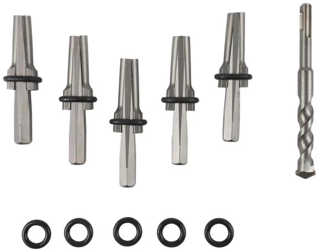 Alt view image 3 of 3 - AJMRTC 4CrMo Alloy Rock Splitter 5Piece Tool Set, 10mm Handle Diameter, 15mm Recommended Drilling Depth, Stone Splitting Wedges for Granite Breaking, Quarrying and Landscaping Construction