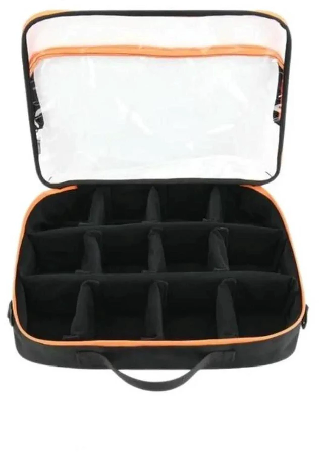 Alt view image 2 of 3 - AJMRTC Transparent Cube Organizer Storage Case, 12 Customizable Adjustable Compartments, with Extended Comfort Shoulder Strap, Portable Clear Storage Bag for Craft Toy Jewelry SmallItem Organization