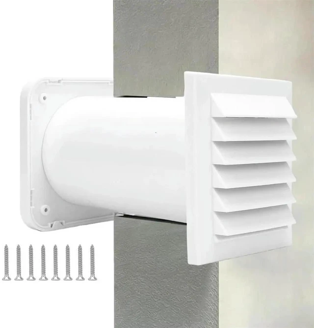 Alt view image 3 of 3 - AJMRTC 100mm Square Wall Ventilator, ABS Plastic Adjustable Wall Vent Cover, TwoWay Airflow Rain Resistant Air Vent Grille for Multiple Wall Thickness Ventilation Replacement