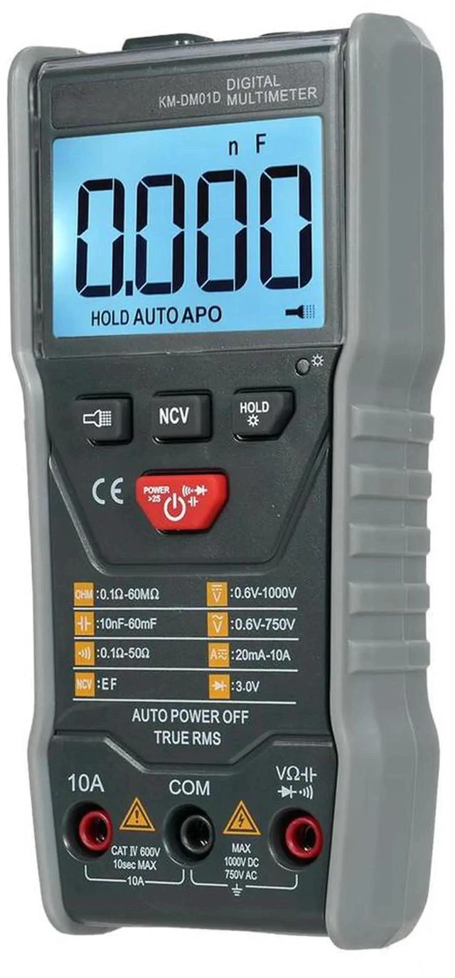 Alt view image 2 of 3 - AJMRTC KMDM01D True RMS Digital Multimeter, 6000 Counts AutoRanging Multi Tester with NCV Detection, Data Hold, Backlight LCD & Tilting Stand for Electrical Circuit Testing