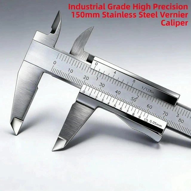 Alt view image 3 of 3 - AJMRTC 150mm Stainless Steel Vernier Caliper, 0.05mm Graduation Manual Measuring Tool, Precision Gauge for Electrical Panel Assembly, Mechanical Workshop & DIY Dimension Measurement