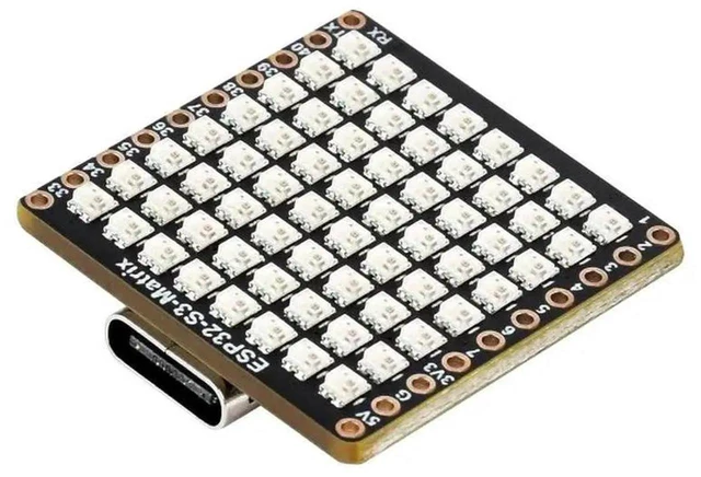 Alt view image 2 of 3 - AJMRTC ESP32S3Matrix Development Board with Onboard 8×8 RGB LED Matrix & QMI8658 6Axis Sensor, WiFi Bluetooth LE Support for IoT Project, DIY Programmable Microcontroller Module