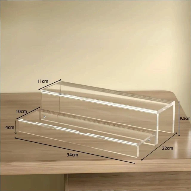 Alt view image 2 of 3 - AJMRTC 2Tier Clear Acrylic Wine Rack Display Stand, Transparent Liquor Bottle Organizer for Whiskey, Perfume, Cake, Collectibles, Bar Counter & Home Desktop Storage Shelf