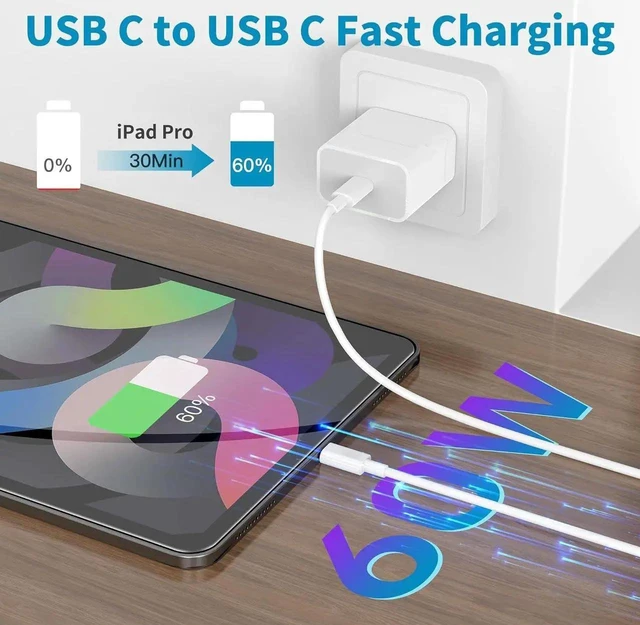 Alt view image 6 of 7 - AJMRTC USB-C to USB-C 100W PD3.0 Fast Charging Cable 2-Pack 6.6FT, E-Marker Chip Type-C Power Cord for iPhone 15 Pro Max, MacBook Air 13-inch, iPad Pro, iPad Air 4/5, iPad 10th Generation