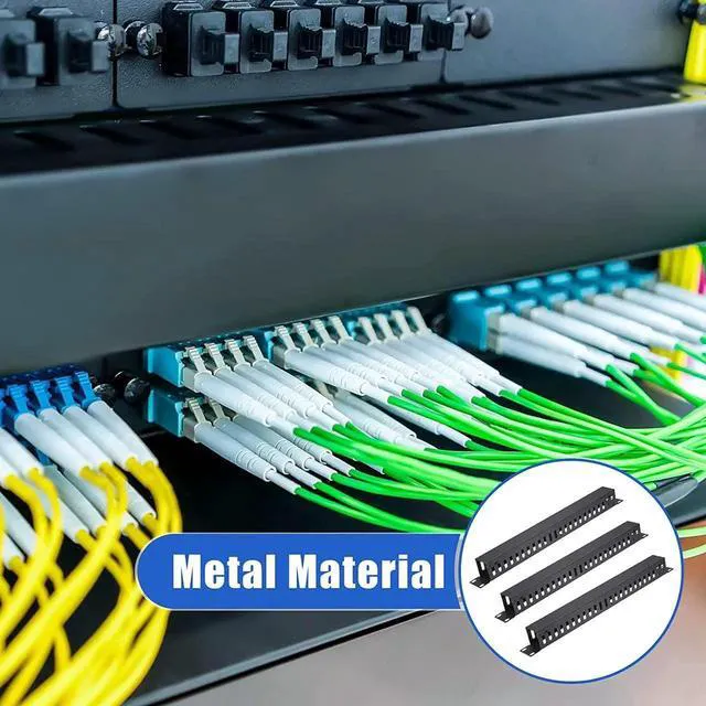 Alt view image 3 of 7 - AJMRTC 4-Pack 1U 19 Inch Rack Mount Cable Manager, 24-Slot Metal Finger Duct Horizontal Wire Organizer with Removable Cover & Mounting Screws for Server Rack, Network Cabinet, Black