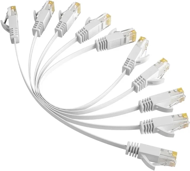 Alt view image 5 of 7 - AJMRTC 5-Pack Cat6 Flat Ethernet Cable 3.3Ft White, 30AWG Pure Copper Slim Short Patch Cord, 10Gbps 500MHz POE Compatible Flexible Thin Network Cable for Router, Modem, Switch