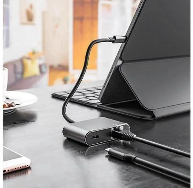 Alt view image 2 of 7 - AJMRTC USB-C to RJ45 Gigabit Ethernet Adapter, AX88179 Chipset 1000Mbps LAN Dongle with 100W PD Pass-Through Charging, Plug-and-Play Network Converter for Windows, macOS, iOS, iPadOS, Linux