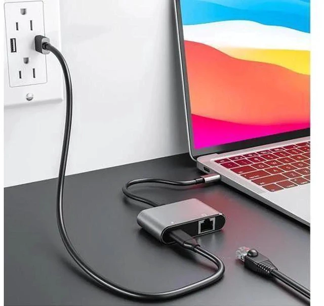 Alt view image 6 of 7 - AJMRTC USB-C to RJ45 Gigabit Ethernet Adapter, AX88179 Chipset 1000Mbps LAN Dongle with 100W PD Pass-Through Charging, Plug-and-Play Network Converter for Windows, macOS, iOS, iPadOS, Linux