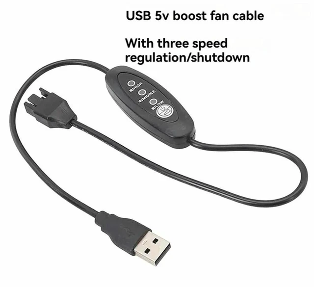 Alt view image 3 of 5 - AJMRTC USB 5V to 12V Boost Fan Cable, 3-Gear Speed Adjustable USB to 4-Pin Fan Power Cord, Step-Up Chassis Fan Adapter Cable for PC Case Cooling Fan