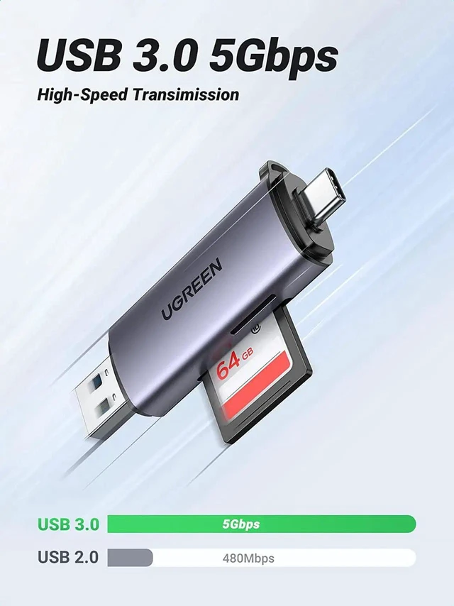 Alt view image 4 of 7 - USBC USB 3.0 Memory Card Reader, Dual Slot Simultaneous Read for SD and Micro SD TF Cards, UHSI Card Adapter for Camera Photo Video, Compatible with PC, MacBook Air Pro, Samsung Galaxy S22, iPad Pro