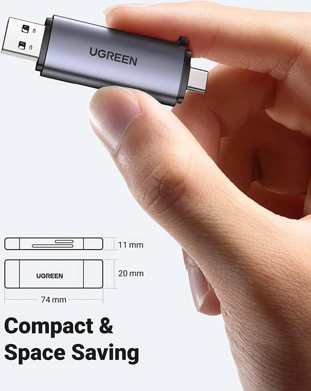 Alt view image 3 of 7 - USBC USB 3.0 Memory Card Reader, Dual Slot Simultaneous Read for SD and Micro SD TF Cards, UHSI Card Adapter for Camera Photo Video, Compatible with PC, MacBook Air Pro, Samsung Galaxy S22, iPad Pro