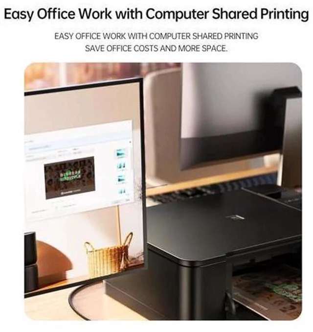 Alt view image 5 of 7 - 2 in 1 Out USB 2.0 Sharing Switch, Two Computers Share One USB Device, 16.4FT USB A to B Data Cable for Printer, Scanner, Keyboard, Mouse, Plug and Play