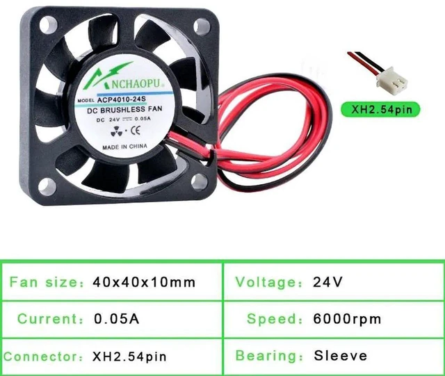 Main image of ACP4010 40x40x10mm DC24V Sleeve Bearing Mini Cooling Fan, 2Pin Axial Replacement Fan for Power Monitoring Chargers, Power Supply, Embedded Device & Compact DIY Heat Dissipation Projects