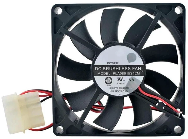 Main image of PLA08015S12M 80x80x15mm Silent Axial Cooling Fan, DC12V 0.10A 2Pin & Molex 4Pin Replacement Fan for Computer Chassis, Power Supply Unit & Industrial DIY Heat Dissipation Projects