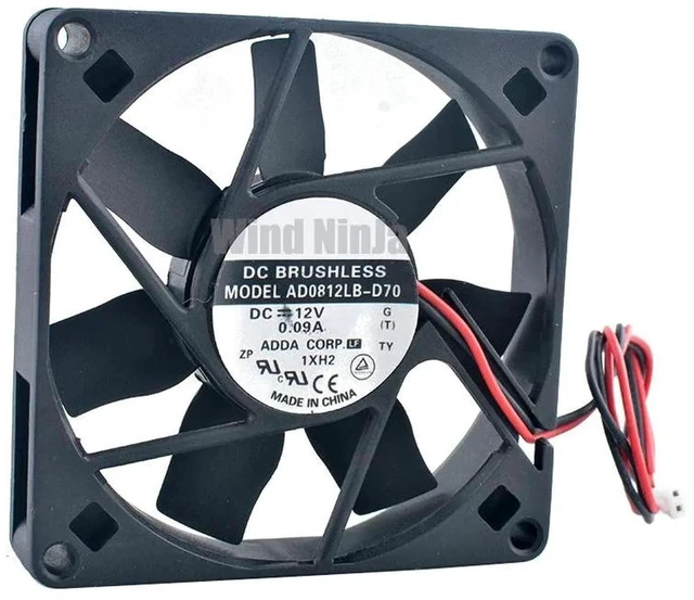 Main image of AD0812LBD70 80x80x15mm 80mm 8cm Dual Ball Bearing Axial Cooling Fan, DC12V 0.09A 2Pin Brushless Replacement Fan for VCR Power Supply Heat Dissipation