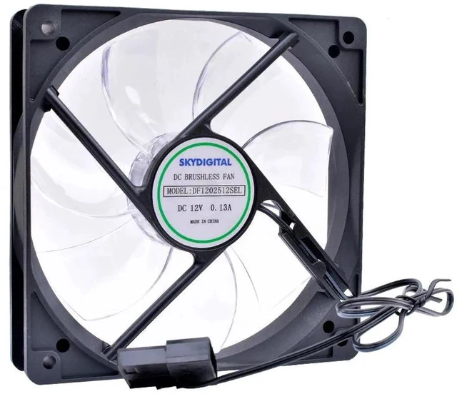 Main image of 120mm 120x120x25mm White LED UltraQuiet Cooling Fan, DC 12V 0.13A 2.54mm 2Pin Brushless Fan, Decorative Replacement Case Fan for Desktop CPU and PC Chassis Heat Dissipation