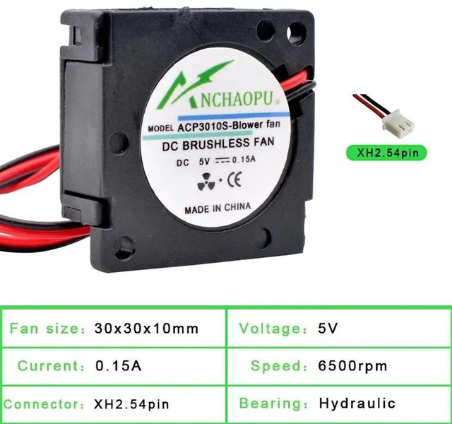 Main image of ACP3010S 30x30x10mm Miniature Centrifugal Blower Fan, DC5V LowNoise HighEfficiency 2Pin Small Replacement Cooling Fan for Projector, Printer and Compact Mini Electronic Equipment Heat Dissipation