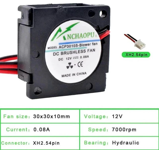 Main image of ACP3010S 30x30x10mm Miniature Centrifugal Blower Fan, DC12V LowNoise HighEfficiency 2Pin Small Replacement Cooling Fan for Projector, Printer and Compact Mini Electronic Equipment Heat Dissipation