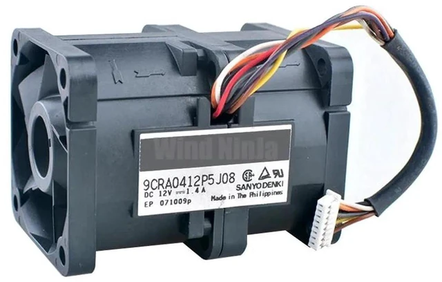 Main image of 9CRA0412P5J08 40x40x56mm HighPressure Server Cooling Fan, DC12V 1.40A 8Wire Replacement Blower Fan for 1U Server Chassis, Network Server and Industrial HighHeatLoad Equipment Internal Heat Dissipa