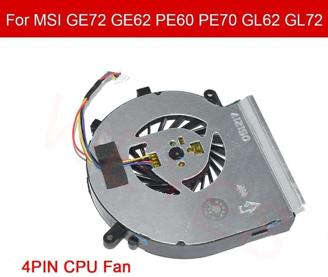 Main image of PAAD06015SL Laptop CPU Cooling Fan, DC5V 4Pin PWM Replacement CPU Cooler Fan for MSI GE72, GE62, MS1795, PE60, PE70, GL62, GL72 Gaming Notebook Internal CPU Thermal Repair Replacement Part