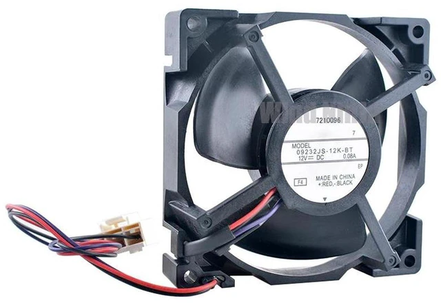 Main image of 92mm Axial Cooling Fan DC 12V 0.08A 3Pin 92x92x32mm Replacement Fan 09232JS12KBT, LowPower Mini Fan for Refrigerator Motor, Freezer and Small Household Appliance Internal Heat Dissipation