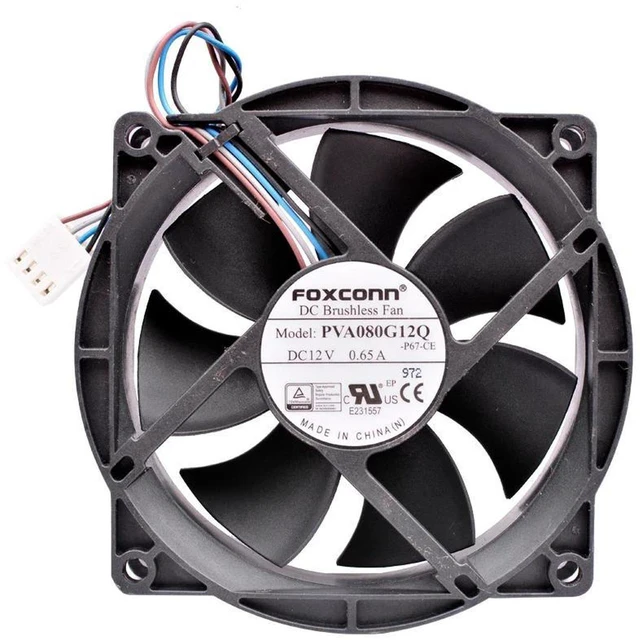 Main image of 80mm 8025 CPU Cooling Fan DC 12V 0.65A 4Wire 80x80x25mm Replacement Fan PVA080G12Q, HighAirflow Axial Fan for Desktop PC Case, CPU Heatsink and Computer Internal Hardware Heat Dissipation