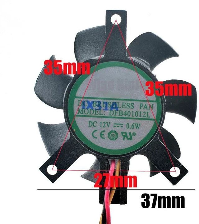 Main image of 40mm DualBall Bearing Cooling Fan DC 12V 0.6W 3Pin, 37mm Blade 35x35x27mm Hole Spacing Replacement Fan DFB401012L for Router & Industrial Computer CPU Heat Dissipation
