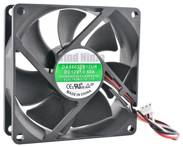 Main image of DA08025B12UR Axial Cooling Fan, 80x80x25mm 80mm DC 12V 0.50A 4800RPM 3Pin Dual Ball Bearing Brushless Replacement Fan for Inverter Power Supply Industrial Equipment Heat Dissipation Repair
