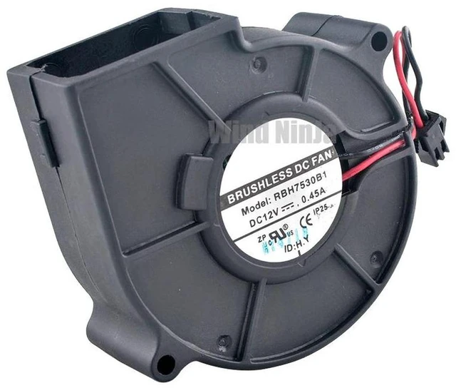 Main image of RBH7530B1 7530 75mm 75x75x30mm DC 12V 0.45A Dual Ball Bearing Centrifugal Blower Cooling Fan 2Pin Brushless Replacement Fan for Video Recorder, Industrial Hardware Heat Dissipation Parts