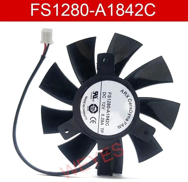 Main image of FS1280A1842C Frameless Axial Cooling Fan DC12V 2Wire 75mm Diameter, 40mm Mounting Center Distance Fan, Replacement Cooler for Server Chassis Embedded Hardware Thermal Repair Spare