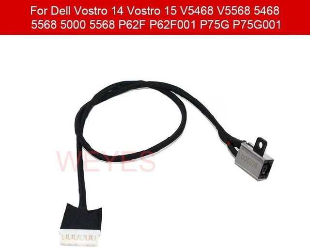 Main image of DCIN Power Jack Socket with Cable Harness for Vostro 14 15 5468 5568 V5468 V5568 5000 Series, Fits P62F P62F001 P75G P75G001 Notebook, Internal Charging Port Repair Replacement Hardware