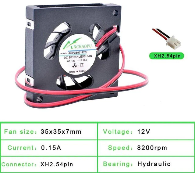 Main image of ACP3507 35x35x7mm 35mm Mini Centrifugal Blower Fan, DC 12V 2Pin Brushless Cooling Fan, Replacement Micro Blower for Projector, Printer and Compact Electronic Device Heat Dissipation Repair