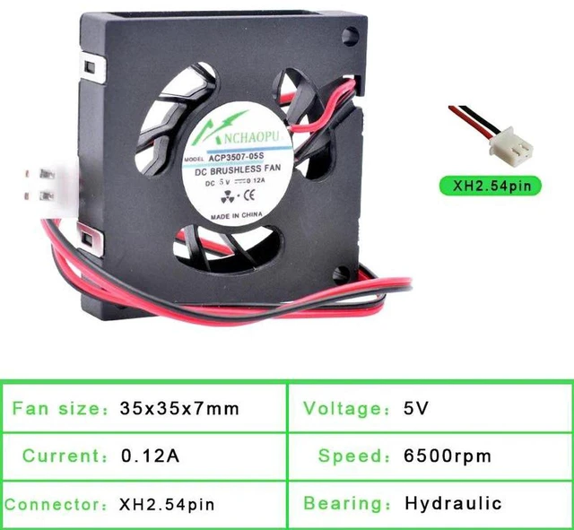 Main image of ACP3507 35x35x7mm 35mm Mini Centrifugal Blower Fan, DC 5V 2Pin Brushless Cooling Fan, Replacement Micro Blower for Projector, Printer and Compact Electronic Device Heat Dissipation Repair