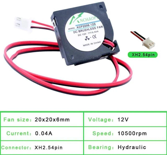 Main image of ACP2006 20x20x6mm 20mm Mini Centrifugal Blower Fan, DC 12V UltraCompact Micro Cooling Fan, Replacement Tiny Blower for Projector and Printer NarrowSpace Heat Dissipation System Repair Spare Part