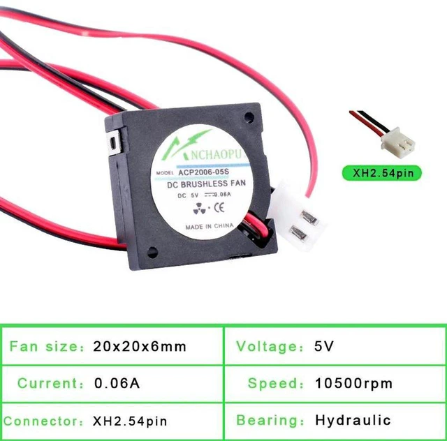 Main image of ACP2006 20x20x6mm 20mm Mini Centrifugal Blower Fan, DC 5V UltraCompact Micro Cooling Blower, Replacement Tiny Ventilation Fan for Projector and Printer NarrowSpace Heat Dissipation Repair Spare Part