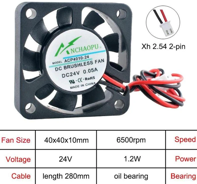 Main image of ACP4010 40x40x10mm 40mm Axial Cooling Fan, DC 24V 2Pin OilImpregnated Bearing Case Fan, Replacement Ventilation Fan for Printer and Industrial Control Computer Power Supply Heat Dissipation Repair