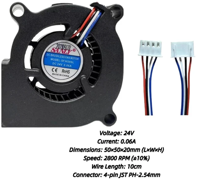Main image of 50mm Centrifugal Blower Fan DC 24V 0.06A 50x50x20mm Turbo Cooling Fan Replacement for SF5020SM SF5020SL F5020, Ultra Quiet for Air Purifier Humidifier CNC Machine DIY Ventilation Cooling Projects