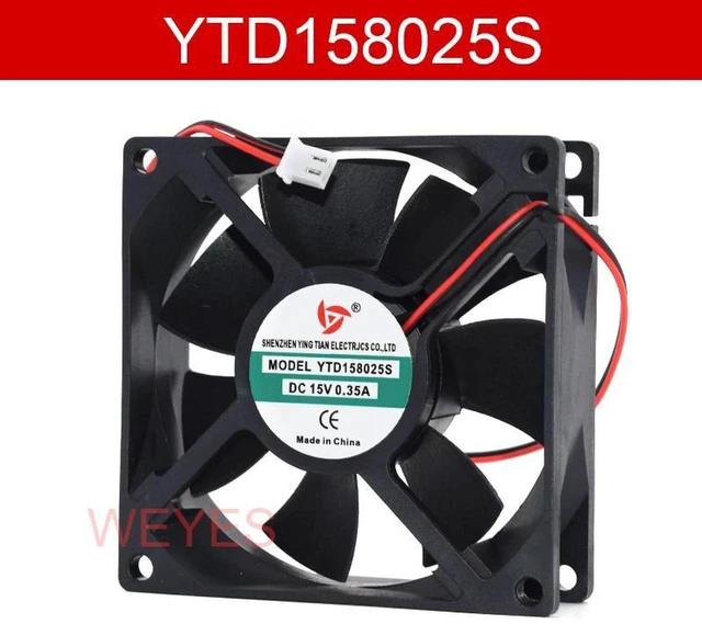 Main image of 80x80x25mm DC Cooling Fan YTD158025S DC15V 0.35A 2Wire Axial Cooling Fan, 80mm Standard Size Replacement Fan for Industrial Equipment, Power Supply and Electronic Device Heat Dissipation