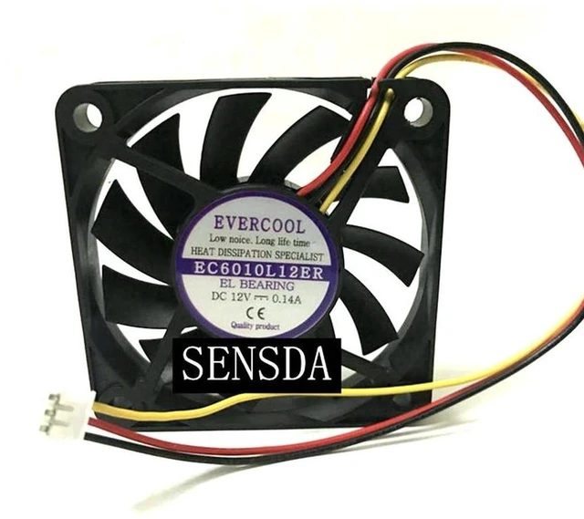 Main image of 6010 UltraThin Cooling Fan EC6010L12ER, 60x60x10mm DC 12V 0.14A 3Wire Mini Axial Fan, Slim Replacement Cooling Fan for Compact Electronic Device Internal Heat Dissipation Repair