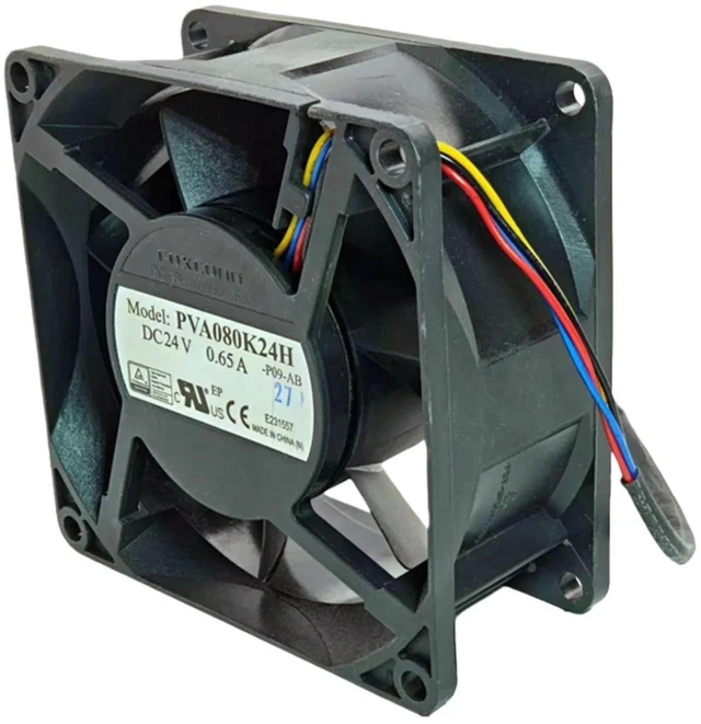 Main image of PVA080K24H 80x80x38mm 8038 Industrial Cooling Fan, DC 24V 0.65A 5880RPM 9.7W Dual Ball Bearing 4Pin PWM Replacement Fan for Control Cabinet, Network Switch and Industrial Equipment Heat Dissipation